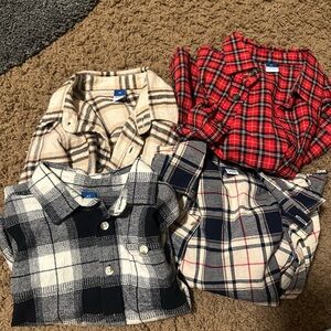 Old Navy Kids Plaid Button Down Shirts - Red, Beige, Navy